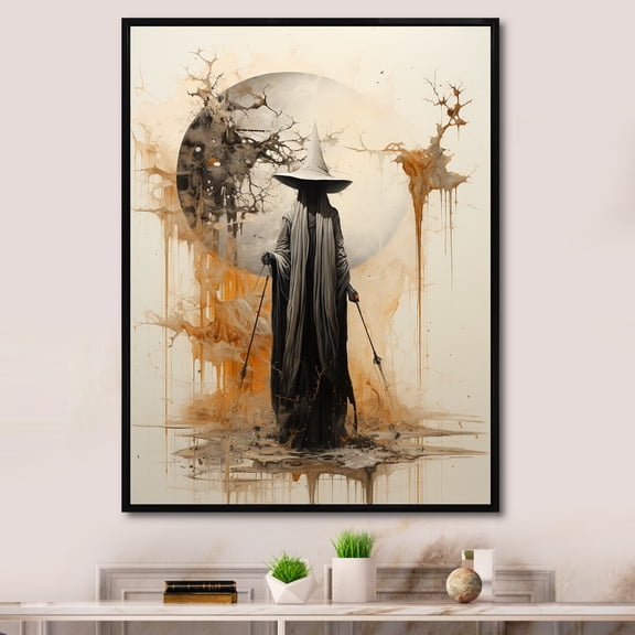 Designart "Minimalistic Witchcraft IV" Witches Floater Framed Canvas Wall Art