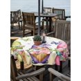thumbnail image 2 of Outdoor Tablecloths with Umbrella Hole & Zipper, Spring Floral Round Tablecloth 54 Inch, Watercolor Gnomes Flowers Butterflies Yellow Waterproof Table Cloth, Patio/Pool/Picnic Table Covers, 2 of 8