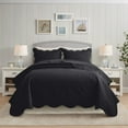 thumbnail image 5 of IR Imperial Rooms 3Pc-Embossed Luxury Bedspread 80GSM Microfiber Floral Vintage Quilt Set Lightweight King Black, 5 of 12