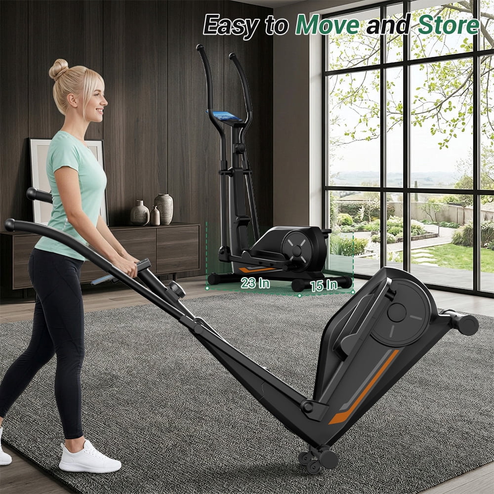 SONITU Magnetic Elliptical Machine for Home, 8 Resistance Levels, 12" Stride, LCD Display, 330 lb Capacity