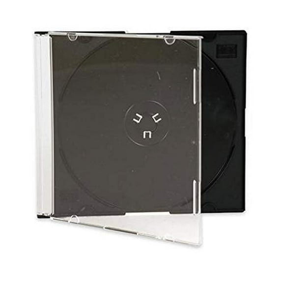 maxtek ultra thin 5.2mm slim clear cd jewel case with built in black tray, 200 pack.