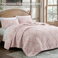 thumbnail image 2 of Exclusivo Mezcla 100% Cotton Quilts Twin Size Pink, Soft Breathable Bedspread Gauze Boho Pattern Coverlet Lightweight Twin Quilt Bedding Set for All Seasons( 1 Quilt and 1 Pillow Sham), 2 of 7