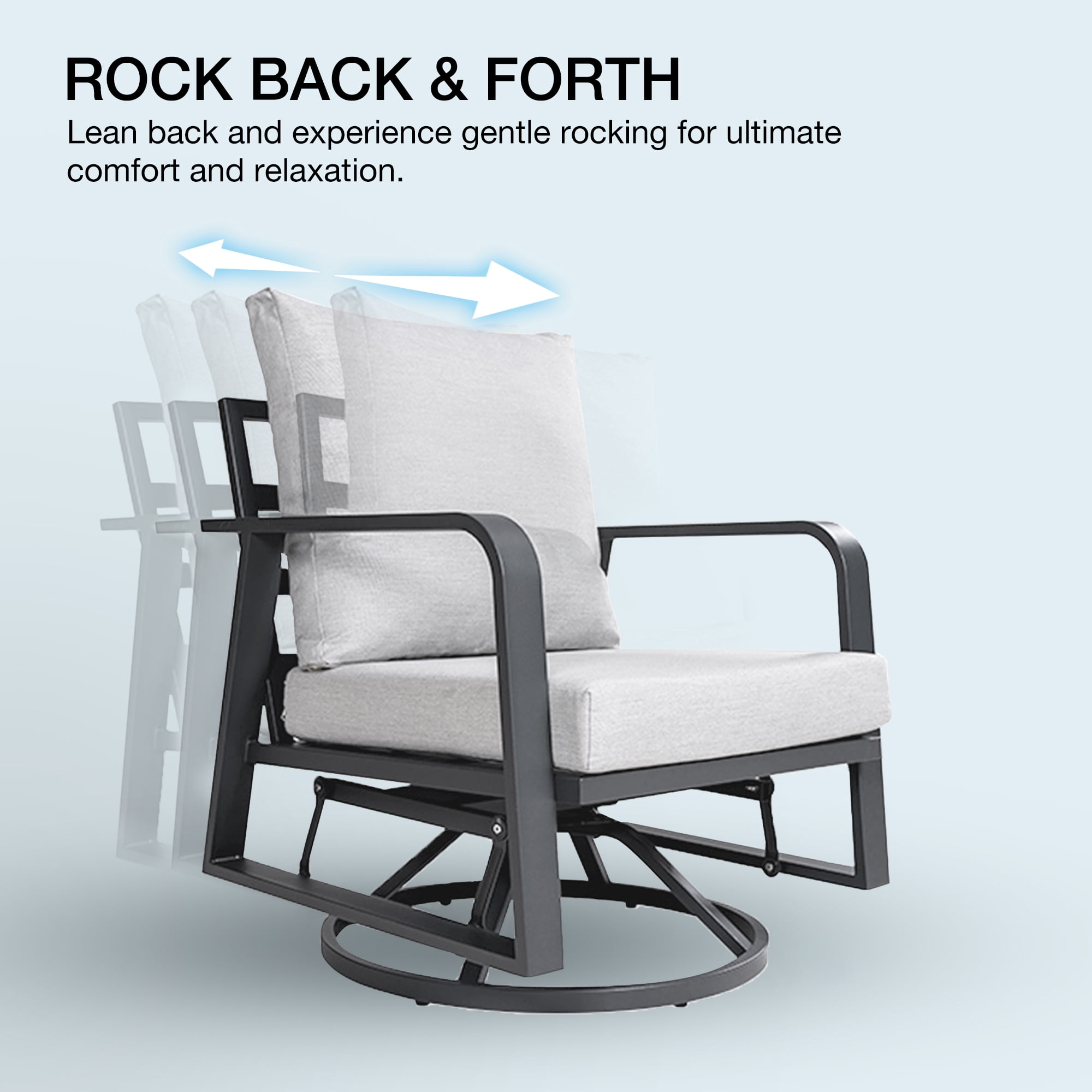Aluminum Patio Sofa Set, Swivel Seating Outdoor Furniture with Cushions for Garden Deck, Dark Grey