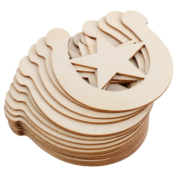 GOOHOCHY DIY Craft Wooden Horseshoe Cutout Khaki 20Pcs U Shaped