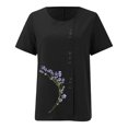 thumbnail image 4 of Liquidation! Uooqdmx Chemises en Lin pour Femmes, Chemises à Manches Courtes pour Femmes, Hauts Fluides pour Femmes, Blouse Col Rond Décontractée Coupe Ample Tunique, Hauts en Gaze pour Femmes, Noir 4TG, 4 of 5