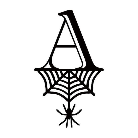 Iron Spider Hang Tag Halloween Letter Pendant for Name Decoration Tree Wall Ornament(A)