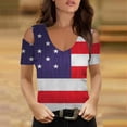 thumbnail image 2 of IROINNID 4th of July T-Shirt For Women Fashion Summer Casual Strapless Blouse Top V-Neck Women Tops America Independence Day, 2 of 5