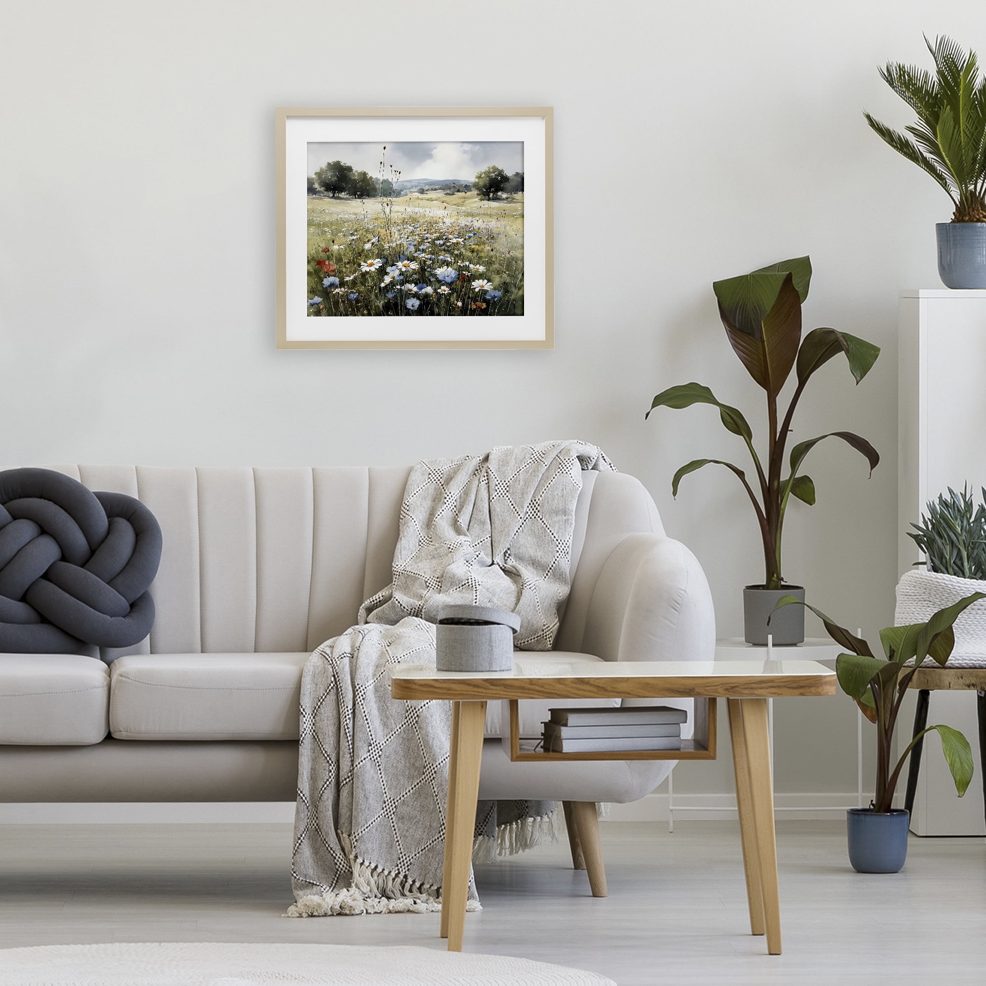 Stupell Industries Calm Meadow of Wildflowers Birch Framed Print Under Glass, design by Franklyn Gregory