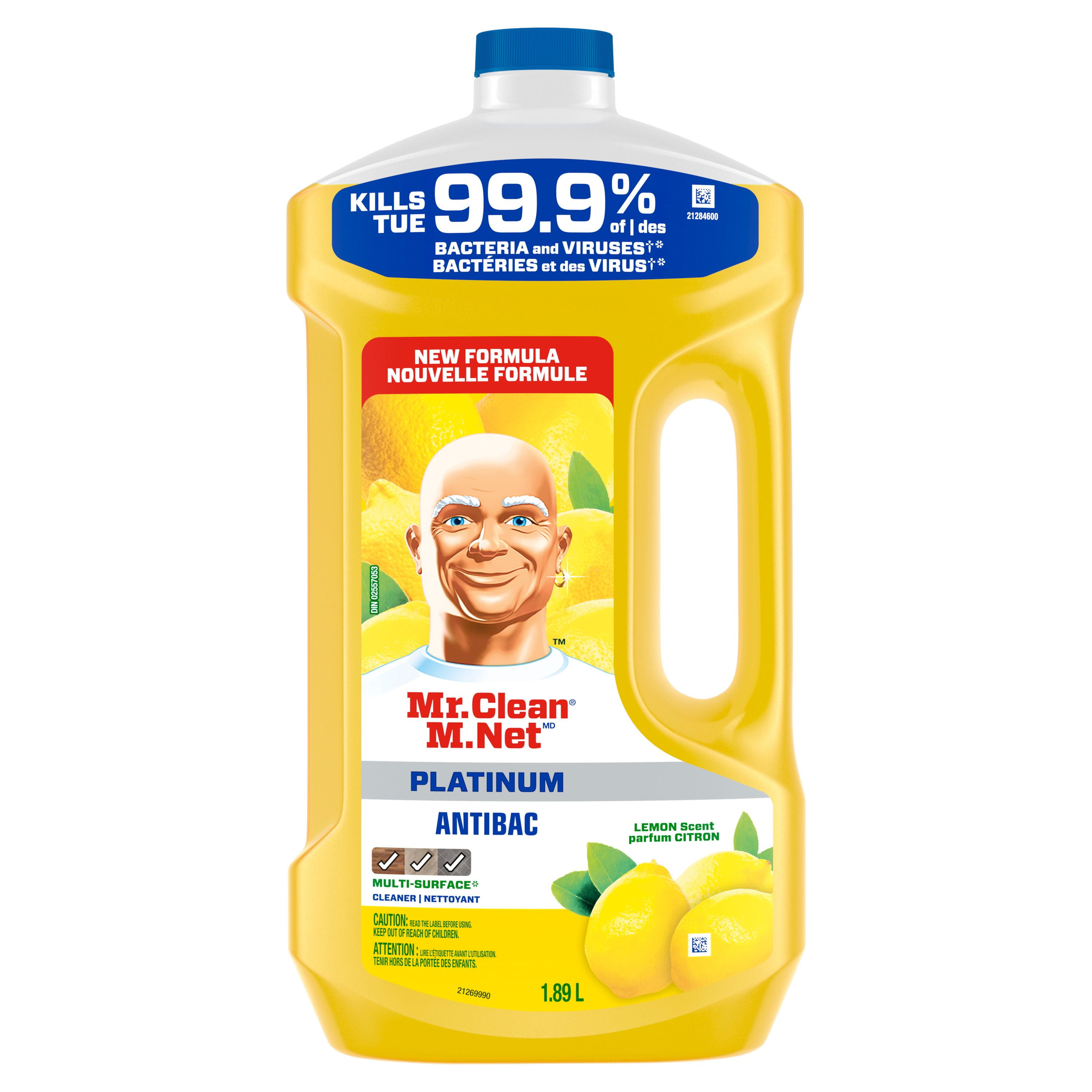 Mr. Clean Antibacterial All Purpose Cleaner, Floor Cleaner, Mop Soap, Cleaning Liquid, Lemon, 1.89L
