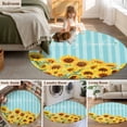 thumbnail image 5 of Round Rugs 3.3Ft, Sunflower Round Area Rug Washable Indoor Throw Carpet, Yellow Summer Botanical Blue Striped Farmhouse Soft Non Slip Circle Rug for Laundry Room Patio Home Decor Aesthetic, 5 of 8