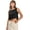 BLACK, variant on Amazhiyu Womens 100% Linen Summer Square Neck Sleeveless Back Keyhole Crop Tops