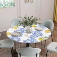thumbnail image 5 of Summer Lemon Round Tablecloth for 36-44 Inch Tables, Fitted Table Cover with Elastic Edge, Navy Blue Spring Floral Botanical Waterproof Outdoor Table Cloth Protector for Patio Garden Dinner Picnic, 5 of 9