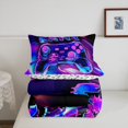 thumbnail image 4 of Gaming Decor King Bedding Sets ,Gamer Quilt Gradient Teal Purple Ombre Marble Textured Comforter Set,Gamer Room Decor, 4 of 5