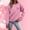 Pink, variant on Women's Fashionable Printed Crew Neck Hoodie Half Hoodies Women Fall Womens Sweater Light Hoodies Ladies Color Sweater Women Drop Shoulder Sweatshirt Lady Pants Suits Dressy Sweatshirts for Women 4x