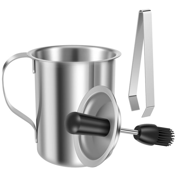 Wekvgz Sauce Basting Pot Stainless Steel Basting Pot Brush Integrated Brush Cover Sauce Oil Basting Set Long Handle Grilling Sauce Pot Evenly Oiled Basting Sauce Pot for Barbecues