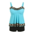 thumbnail image 4 of GEWSEY Tankini Swimsuits for Women Tummy Control Two Piece Modest Bathing Suits Floral Skirt Top Sky Blue, 3XL, 4 of 9