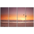 thumbnail image 2 of Beach Sunset and Sea Gulls - Modern Seashore Canvas Art, 2 of 3