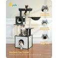 thumbnail image 7 of PETEPELA 56.7" Cat Tree with Litter Box Enclosure Large, Wood Cat Tower for Indoor Cats with Storage Cabinet and Cozy Cat Condo, Sisal Covered Scratching Post and Repalcable Dangling Balls, Black, 7 of 7
