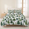 thumbnail image 3 of Quilts King Size Bedding Set, Green Christmas Tree Lightweight Quilted Comforter, Winter Xmas Pine Tree Rustic Forest Soft Reversible Bedspread Coverlet with Pillow Covers for All Season, 96" x 106", 3 of 9