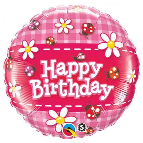 LOONBALLOON Birthday Baby for Her Balloons, 18″ BIRTHDAY LADYBUGS & DAISIES