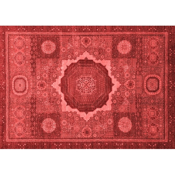 Ahgly Company Machine Washable Indoor Rectangle Oriental Red Modern Area Rugs, 7' x 10'