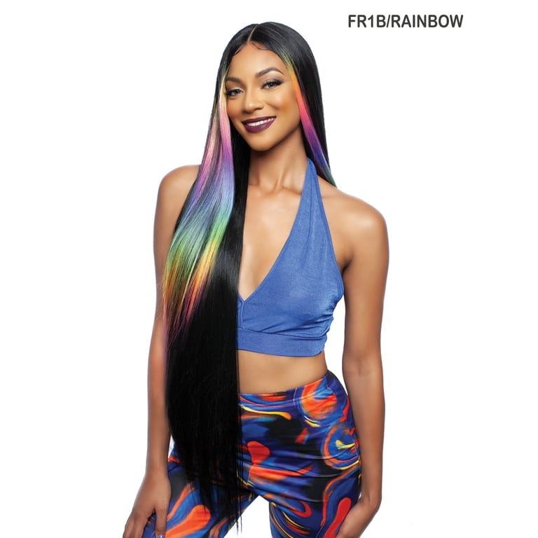 Rainbow Human Hair Blend Wig Rainbow Human Hair Wigs - Etsy main image 4