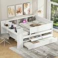 thumbnail image 3 of Euroco Wood Twin Size Daybed with Desk and Trundle, Platform Bed with Cabinets and USB Charging Station, 3 of 16
