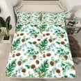 thumbnail image 2 of Manfei Teens Brown Pinecone 4 Pieces Queen Sheet Sets,Tree Leaves Ultra Soft Flat Sheet,Botanical Plants Queen Fitted Sheet,Lightweight Room Decor, 2 of 7