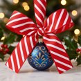 thumbnail image 6 of Christmas Red and White Stripe Polyester Grosgrain Ribbon for Gift Wrapping, Holiday Bows and Crafts, 6 of 6