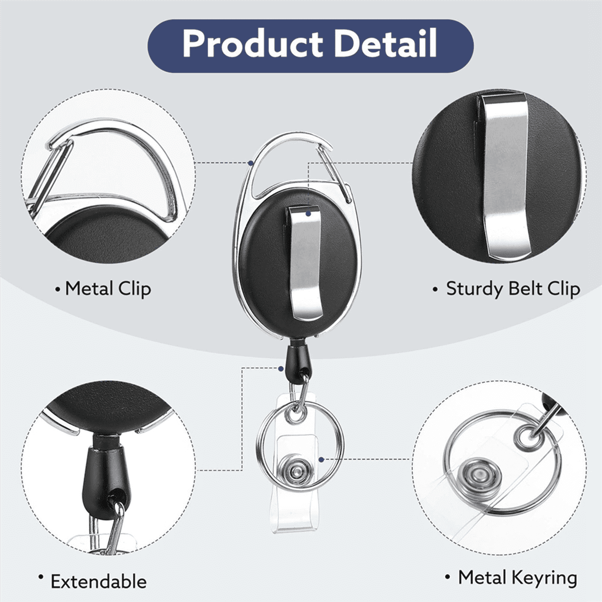 100 Pack Badge Reels Retractable ID Badge Holder with Carabiner Heavy Duty Badge Reel Clip and Key Chain for Work