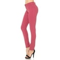 thumbnail image 3 of Auliné Collection Womens Solid Slim Fit Color Skinny Stretchy Ponte Pants Rose Pink 3X, 3 of 4