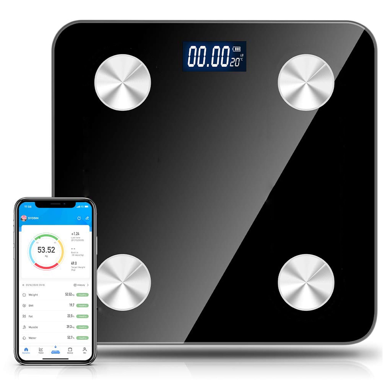 【2021 Upgrade】Body Fat Scale Smart BMI Scale-23 Body Composition Analyzer Health Monitor Body Weight Scale Wireless Scale with Smartphone App, 396lbs