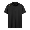 thumbnail image 2 of WREESH Men's Quick-Dry Henley Shirts Sports Short Sleeve Shirt with Turndown Collar and Solid Color for Active Wear Black, 2 of 6