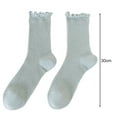 thumbnail image 6 of 1 Pair Women Summer Socks Hollow Mesh Mid-tube Shirring Edge Anti-slip Solid Color High Elasticity Sweat Absorption Adult Home Yoga Socks Piled Socks, 6 of 8