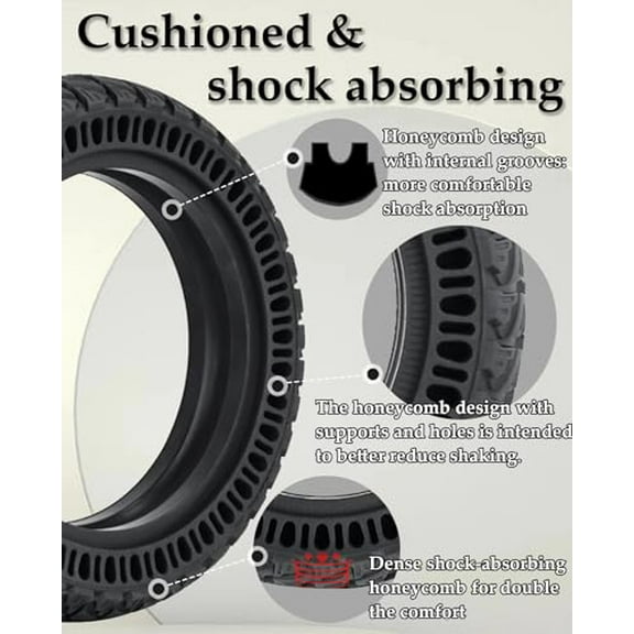 50/75-6.1 Off-road Tire, Upgraded Size 9x2.25 Solid Tire Replacement for All 8.5x2.0 inch Original Tires, Fit for VOLPAM SP06, Hover 1 Journey, Gotrax GXL V2 Electirc Scooter Tyre