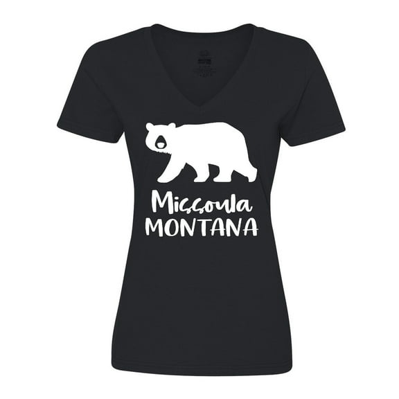 Inktastic Missoula, Montana White Bear Silhouette Women's V-Neck T-Shirt