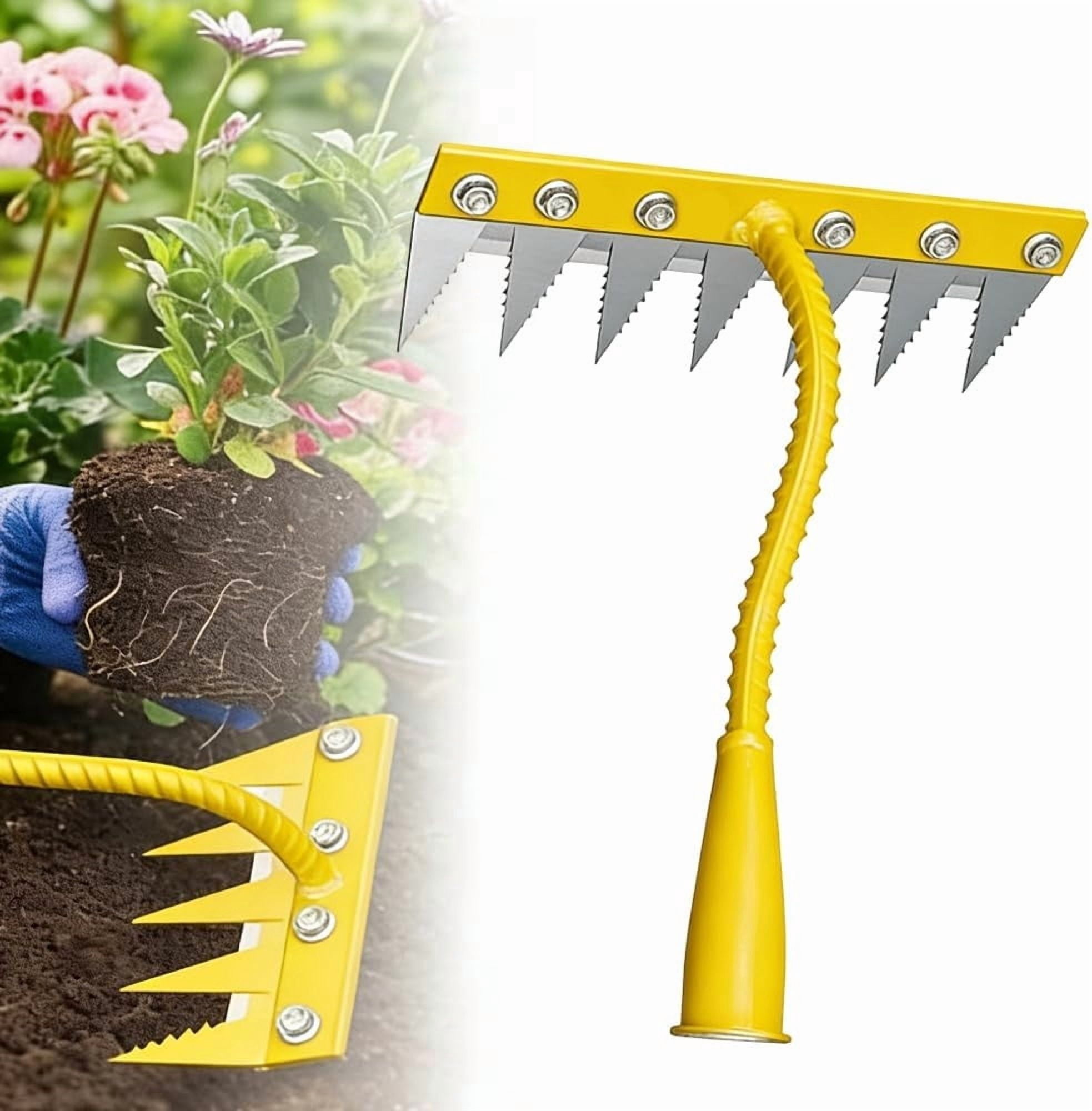 7 Teeth Weed Puller Tool,Sod Cutter,Weed Rake,Heavy Duty Garden Hand Weeder Rake, 4/5/6/7 Teeth Weeder Tool For Yard Lawn Garden, Manual Weed Puller Gardening Weeding Tool
