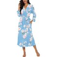 thumbnail image 3 of Peignoir pour Femmes Léger à Manches 3/4, Robe de Chambre Kimono à Col en V, Longue Tenue de Nuit, 3 of 5