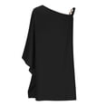 thumbnail image 6 of Fsqjgq Sexy One Shoulder Summer Dresses for Women Half Batwing Sleeve Metal Straps Beach Dress Casual Loose Sundress Holiday Party Dresses L, 6 of 6