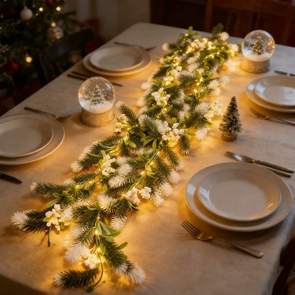 Aurorax Ligthed Christmas Garland,Indoor Christmas Wreath Decorations with String Lights Rustic Pines Needle 5.9ft Green Garland Window Porch