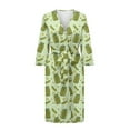 thumbnail image 3 of Yuyamidu Cucumber Robes for Women 3/4 Sleeve Nightgowns Breathable Mid-Calf Length Bathrobes Green Spa Robes Soft Waist Belt Self Tie Nightgown for Girls Size M, 3 of 7