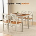 thumbnail image 2 of PAPROOS Solid Wood Dining Table Set for 4, 5-Piece Rubberwood Kitchen Dining Table Set with 4 Chairs, Easy to Clean, Farmhouse Dining Room Set for Small Spaces, Brown&Gray, 2 of 8