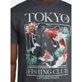 thumbnail image 4 of Humor Men's and Big Men's Tokyo Fishing Club Graphic Tee with Short Sleeves, Size S-3XL, 4 of 5