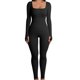 thumbnail image 3 of Body elegante de manga corta con cuello cuadrado para mujer, body ajustado liso, ropa interior básica que combina con todo, camiseta informal, Top Sexy de oficina para mujer, 3 of 5