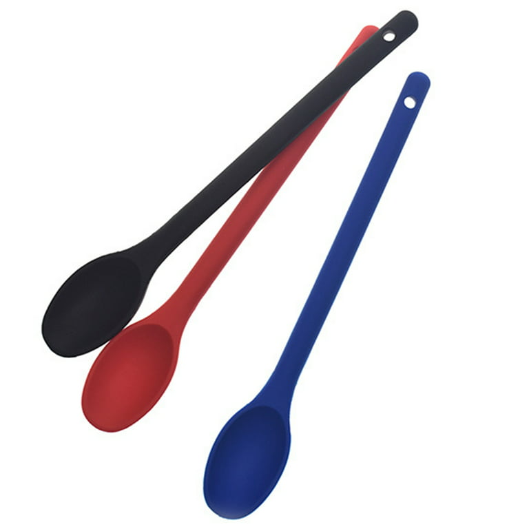 Heat Resistant Silicone Mixing Spoon With Long Handle - Non-stick Kitchen  Spoon For Easy Stirring And Cooking - Temu