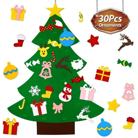 Cute Diy Christmas Gifts DIY Felt Christmas Tree Set With Ornaments For Kids Xmas Gifts Door Wall Hanging ()