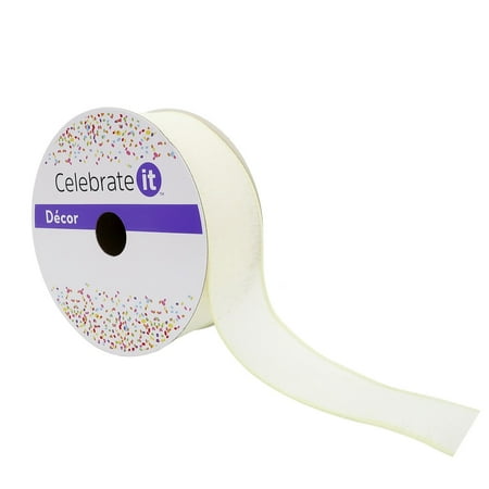 UPC: 0191518420159 | 1.5 Ivory Faux Linen Wired Ribbon by Celebrate It™