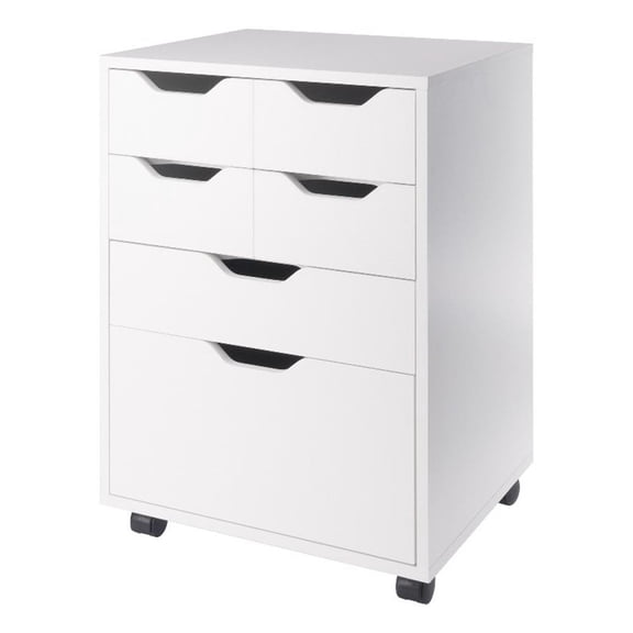 Norfolk 4 Bins 2 Drawer Mobile Cabinet White Finish
