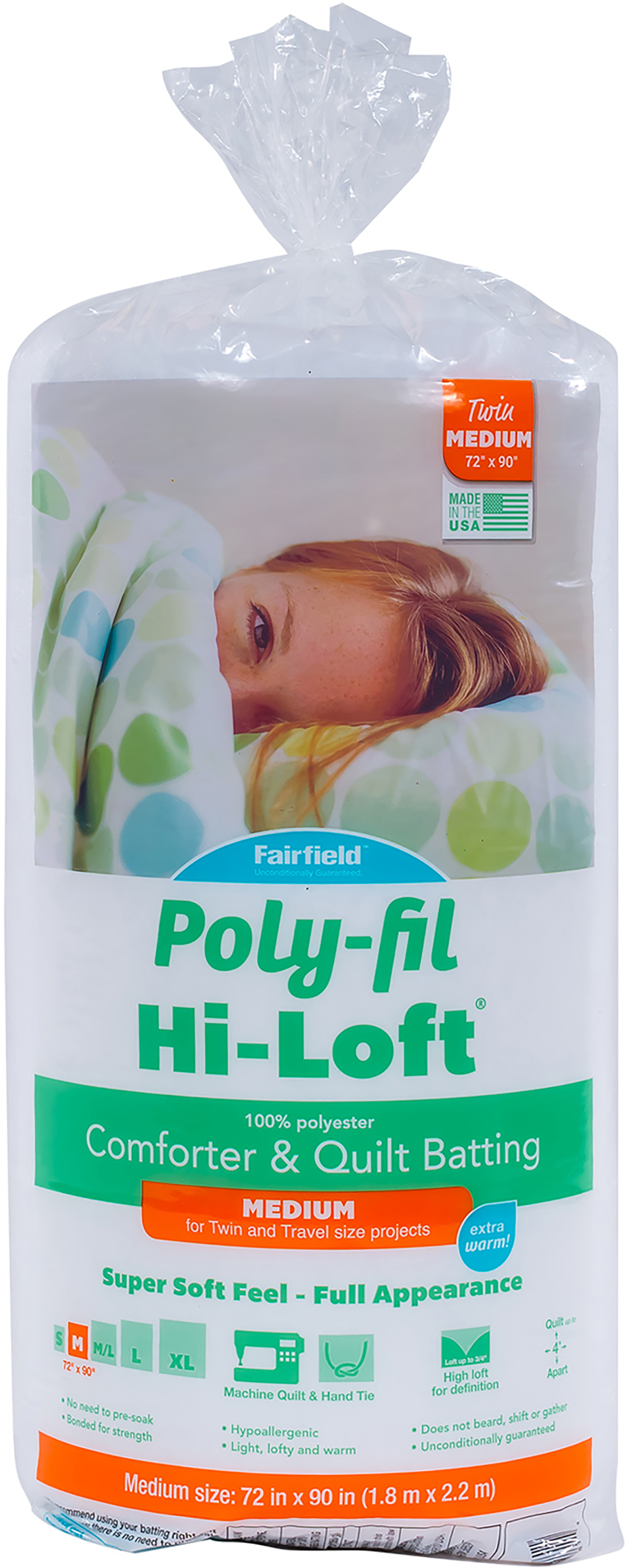 Fairfield Poly-Fil Hi-Loft Bonded Polyester Quilt Batting-Twin Size Fob: Mi  