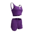 thumbnail image 5 of Hpapadks Gym Sets for Women 2 Piece Fitness Sleeveless Solid Buttons Tops Mesh Retro Yoga Bodybuilding Sports Running Shorts Set Yoga Outfits for Women Purple M, 5 of 7